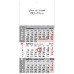 Kalendar zidni trodijelni 2026. sa spiralom sivi