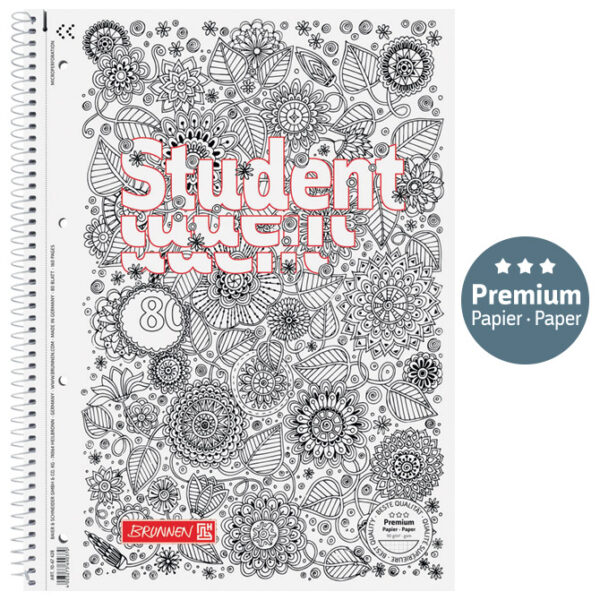 Blok kolegij A4 karo  80L perforacija+4rupe ZENart Floral Brunnen 10-67428