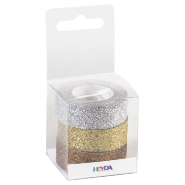 Traka Deco ljepljiva 15 mmx3m glitter pk3 Heyda 20-35843 74 sortirano blister