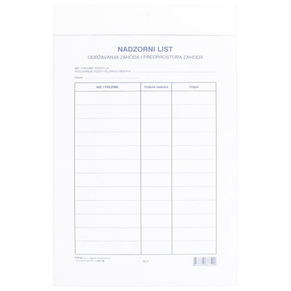 Ploča plexi - za nadzorni list