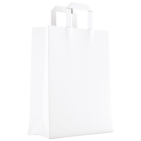 Vrećice ukrasne natron 22x28x11 cm ravna ručka pk50 Duga bijele