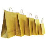 Vrećice ukrasne natron 18x22x8 cm pletena ručka pk50 Duga zlatne