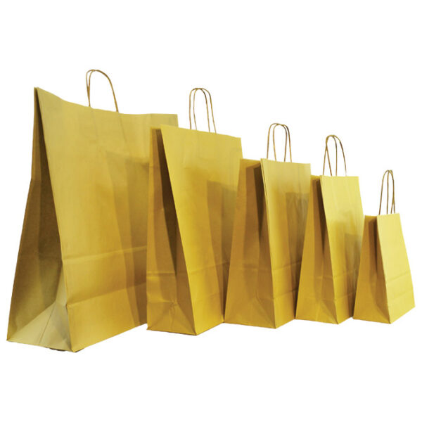 Vrećice ukrasne natron 22x31x10 cm pletena ručka pk50 Duga zlatne