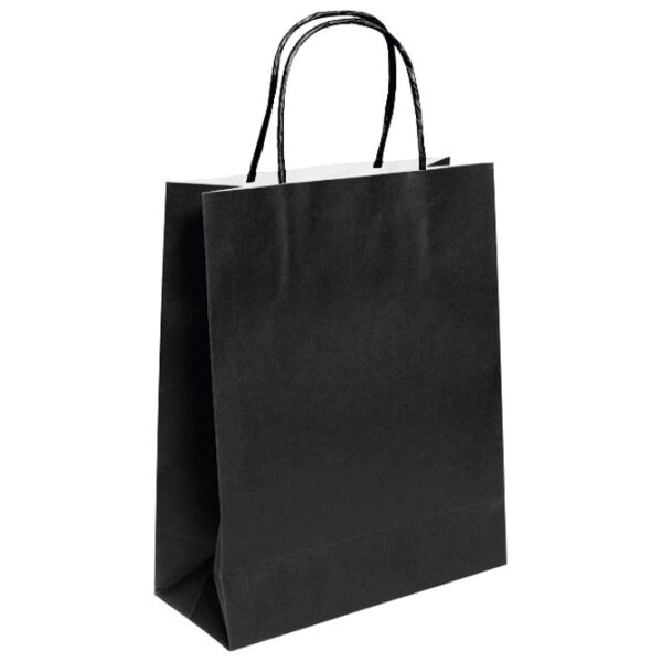 Vrećice ukrasne natron 22x31x10 cm pletena ručka pk50 Duga crne