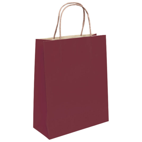 Vrećice ukrasne natron 26x35x12 cm pletena ručka pk50 Duga tamnocrvena