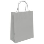 Vrećice ukrasne natron 32x41x12 cm pletena ručka pk50 Duga srebrne