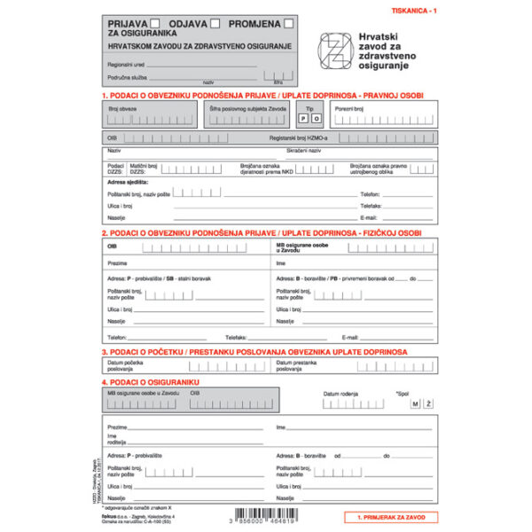 Obrazac C-A-100/N tiskanica 1 (format A3) Fokus