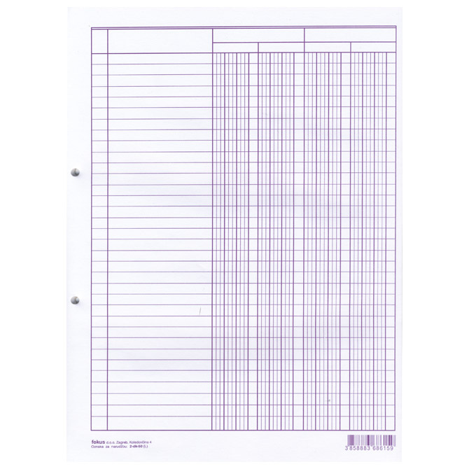 000006531 Obrazac 2-DK-50 raster 4 kolone Fokus - Slika 1