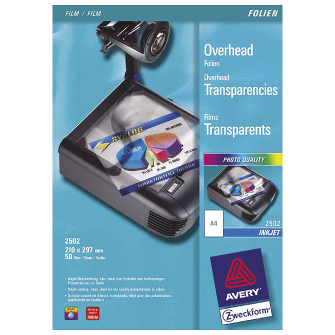 000006589 Folija Ink Jet A4 OHP (za prezentacije) 110my pk50 Zweckform 2502 prozirna - Slika 1