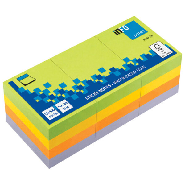 Blok samoljepljiv  40x50 mm 12x100L Spring Global Notes 5653-76 neon sortirano
