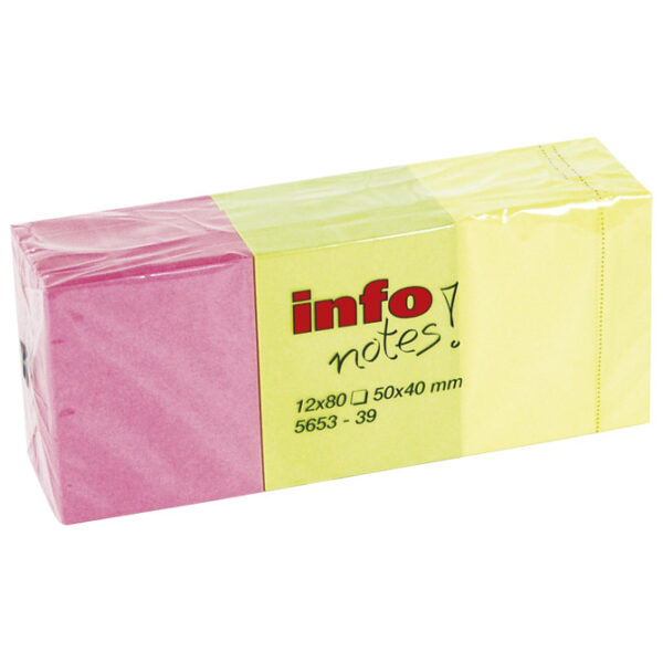 Blok samoljepljiv  40x50 mm 12x80L Global Notes 5653-39 neon sortirano