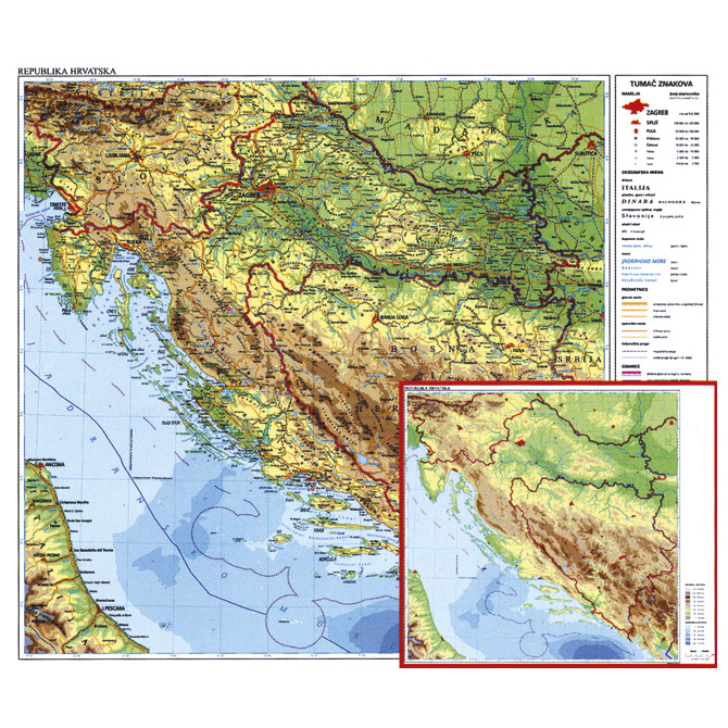 000007739 Karta Hrvatske 56x49 cm plastificirana obostrana Trsat - Slika 1