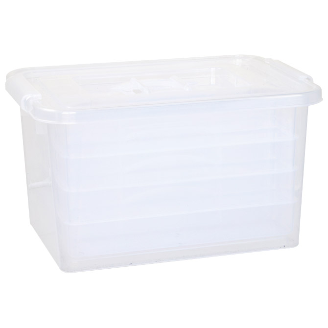 000008736 Kutija pp s kopčama i ručkom+ladice Primo 819VS prozirna - Slika 1