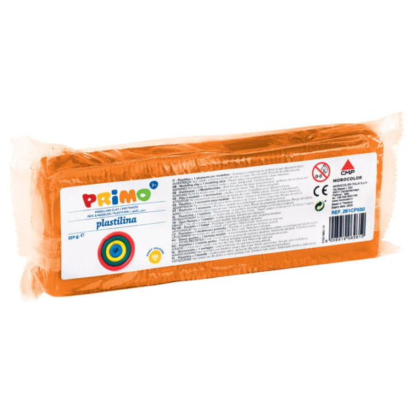 Plastelin 550g + plastični nožić Primo 261CP550250 narančasti