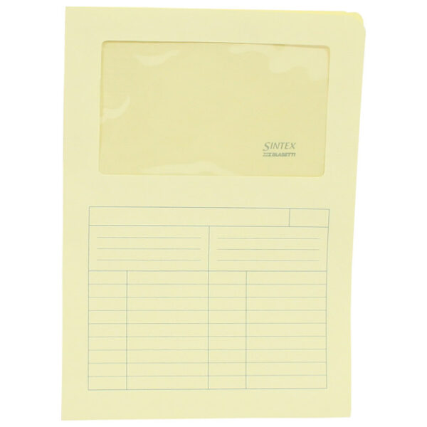 Fascikl "L" papir s prozorom A4 pk50 Sintex Blasetti F13Ž žuti