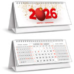 Kalendar stolni mali sa spiralom sivi!!