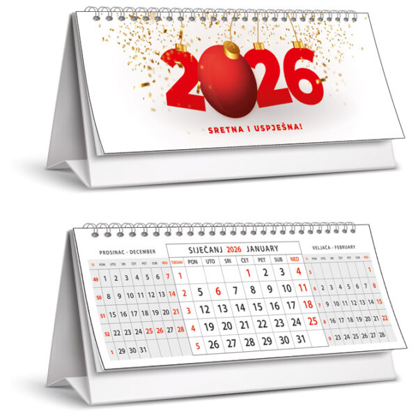 Kalendar stolni mali sa spiralom sivi!!
