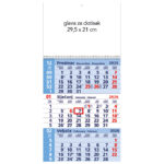 Kalendar zidni trodijelni 2026. sa spiralom plavi!!