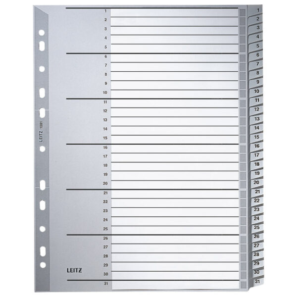 Pregrada plastična A4 brojevi 1-31 Leitz 12810000 siva