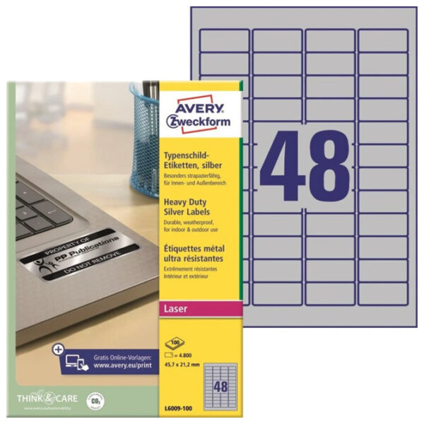 Etikete Laser  45,7x21,2 mm polyester pk20L Zweckform L6009-20 srebrne