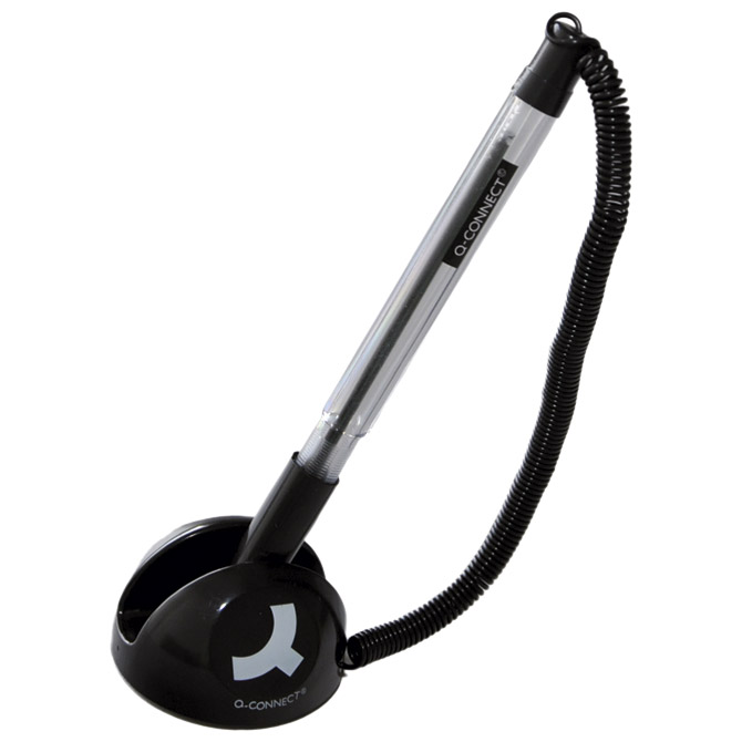 000018687 Olovka kemijska na stalku (ispis plavi) Q-Connect KF00841 crna blister - Slika 1