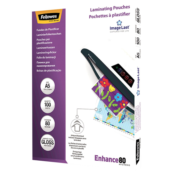 000020958 Folija za plastificiranje 80my A5 sjajna pk100 ImageLast Fellowes 5306002 - Slika 1