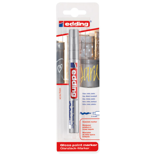 Marker permanentni sjajni lakirajući 2-4 mm Edding 750/1 srebrni blister
