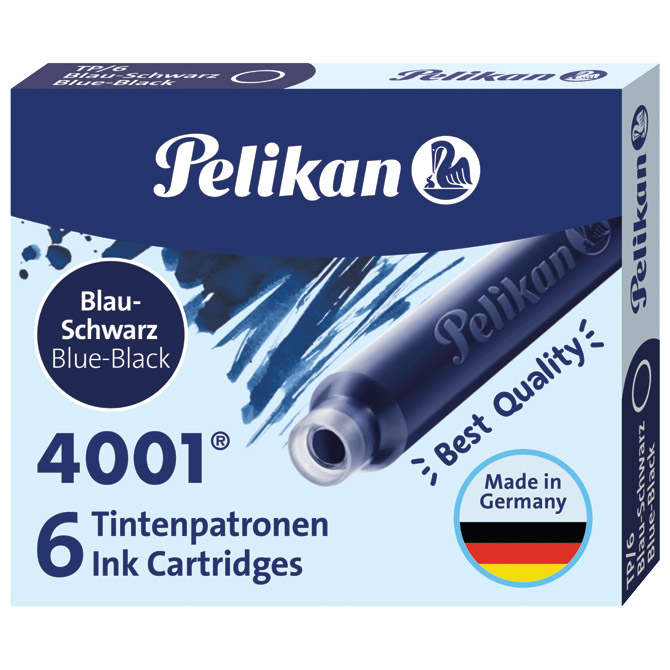 000023262 Tinta za nalivpero patrone pk6 4001 Pelikan 301184 plavo/crna - Slika 1