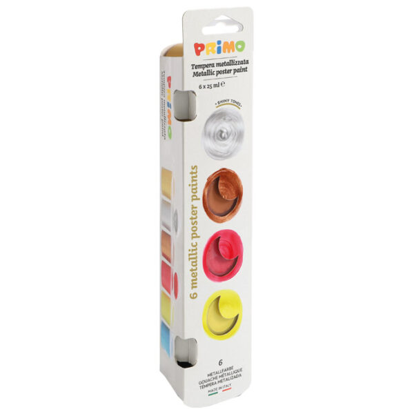 Boja tempera gvaš 25ml u čaši 6boja Primo 231TM6E metalik!!