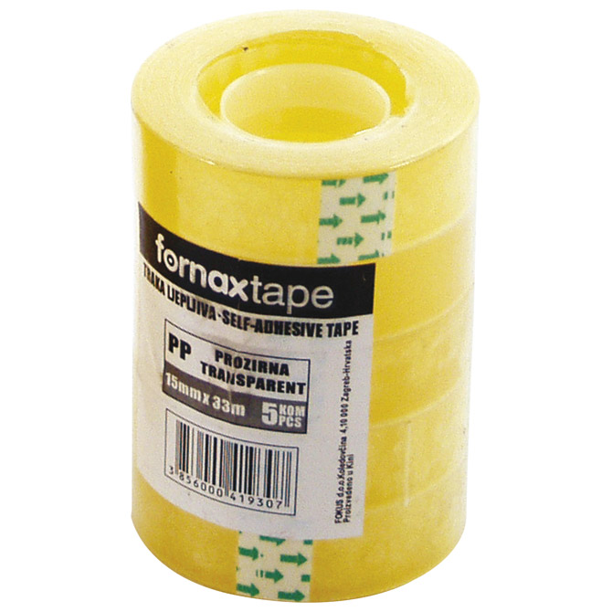 000024782 Traka ljepljiva 15 mm/33m pk5 Fornax prozirna - Slika 1