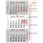 Kalendar zidni trodijelni memo - nespiralirani!!