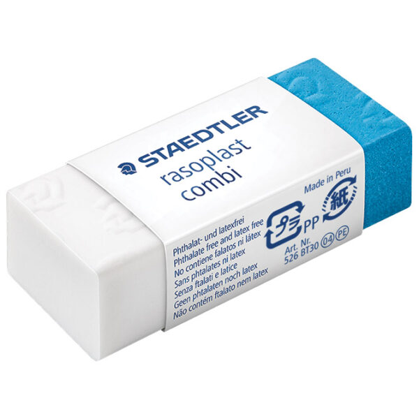 Gumica duo plastična Staedtler 526 BT30 bijela/plava-KOMAD