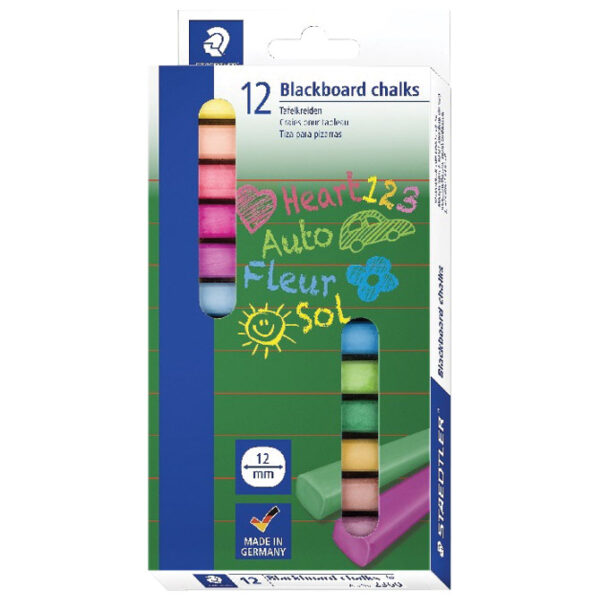 Kreda školska četvrtasta besprašna fi-12 mm pk12 Staedtler 2360 sortirano blister