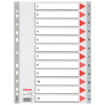 Pregrada plastična A4 brojevi 1-12 Esselte 100106 siva