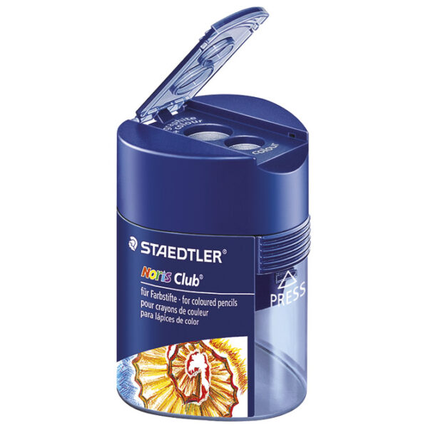 Šiljilo metalno s pvc kutijom 2rupe trokutasto Noris club Staedtler 512 128!!