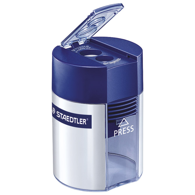 000038856 Šiljilo metalno s pvc kutijom 2rupe Staedtler 512 001 plavo/srebrno - Slika 1