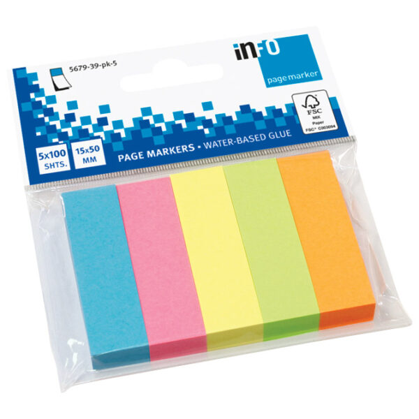 Zastavica 15x50 mm 5bojax100L papir Global Notes 5679-39-pk5 sortirano blister