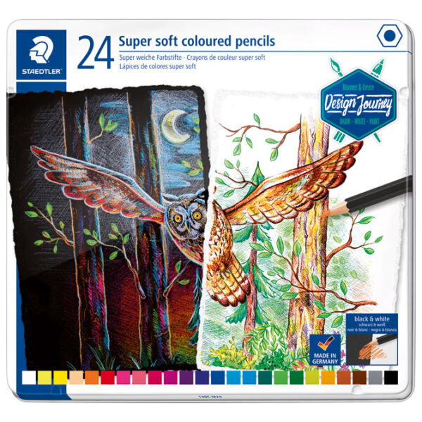Boje drvene  24boje metalna kutija Super Soft Design Journey Staedtler 149C M24!!