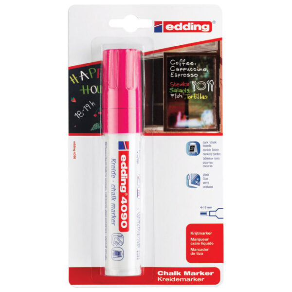 Marker-kreda za staklo 4-15 mm Edding 4090/1 neon rozi blister