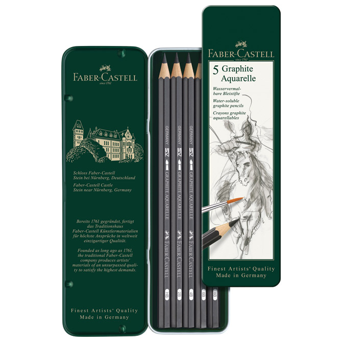 000044381 Olovka grafitna pk5 u metalnoj kutiji Aquarelle Faber-Castell 117805 - Slika 1