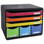 Kutija s  6 ladica (3 A4+3 A6) Iderama Exacompta 306798D crna/sortirano