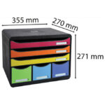 Kutija s  6 ladica (3 A4+3 A6) Iderama Exacompta 306798D crna/sortirano - Slika 4