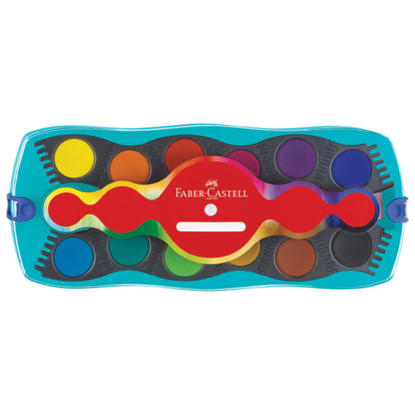 Boja vodena fi 24 mm 12boja+bijela tempera Connector Faber-Castell 125003 tirkizna kutija