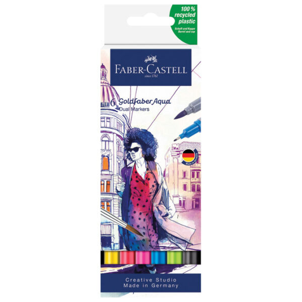Marker obostrani akvarel  6boja Goldfaber Faber-Castell 164606 sortirano blister!!