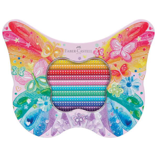 Boje drvene  20boja metalna kutija Sparkle Butterfly Faber Castell 201971