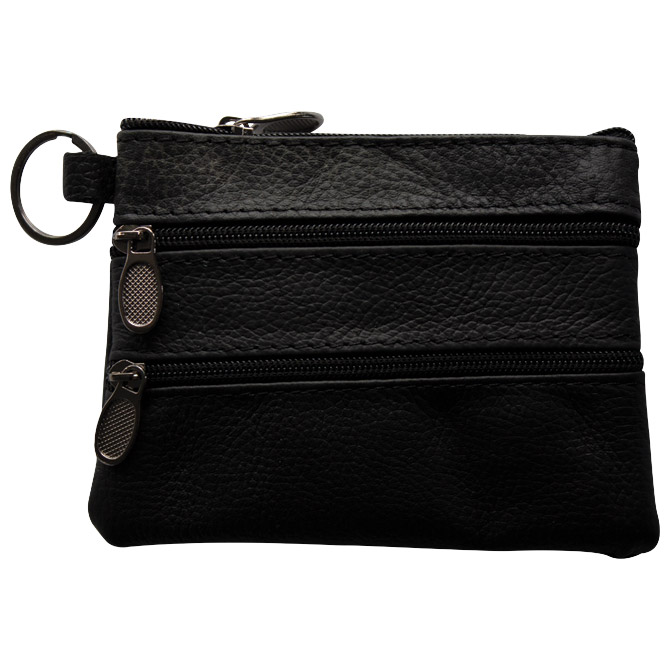 000051829 Novčanik za sitan novac kožni unisex s alkicom 30442 crni - Slika 1