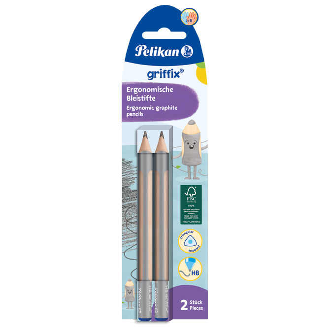 000051837 Olovka grafitna HB Griffix pk2 Pelikan 817011 siva blister!! - Slika 1