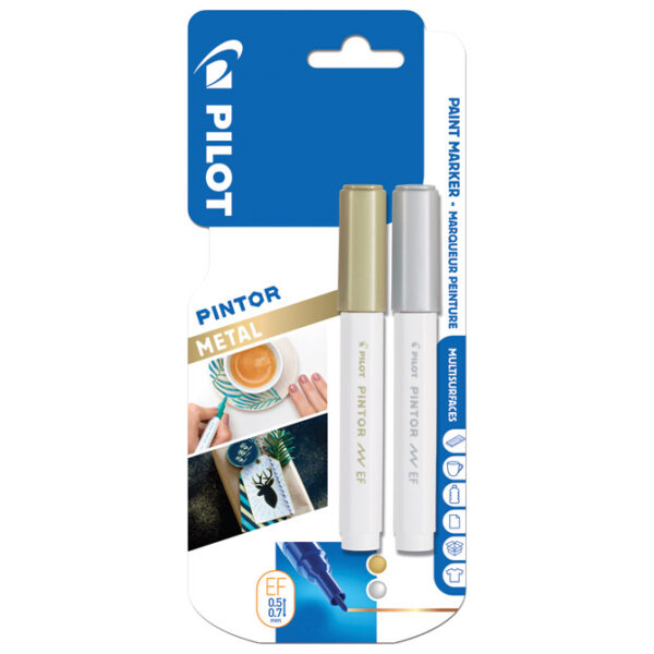 Marker 0,7 mm pk2 Pintor Pilot SW-PT-EF metalik zlatni/srebrni blister!!