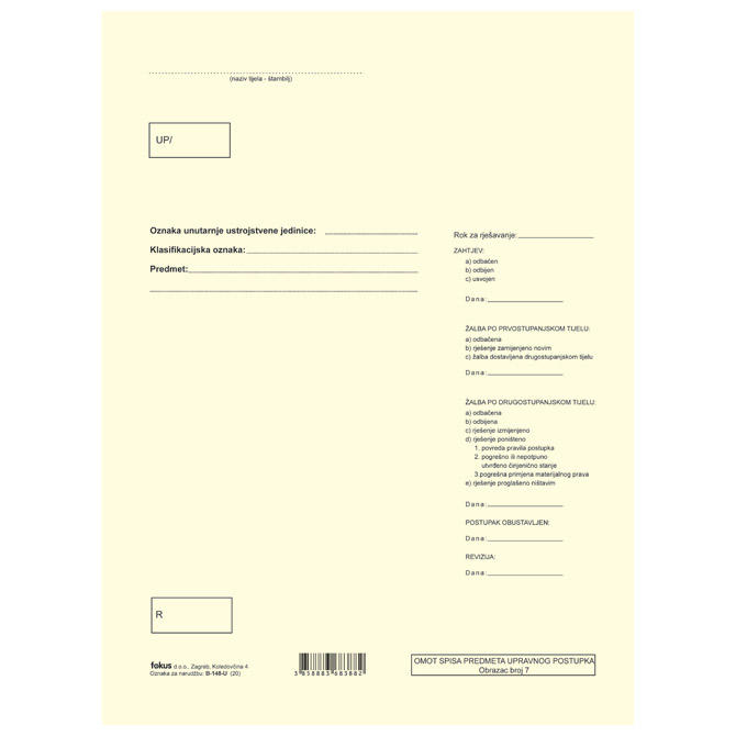 000052421 Obrazac B-147-N omot spisa 120g šamoa pk10 Fokus - Slika 1