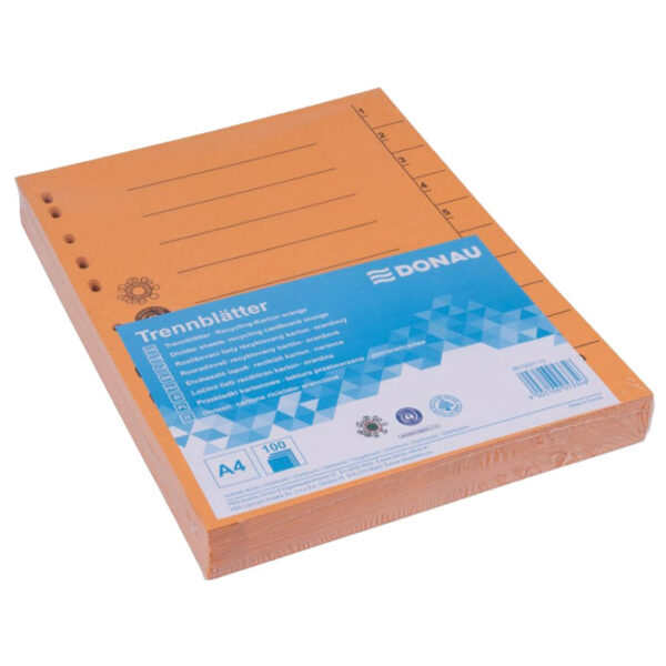 Pregrada kartonska A4 250g pk100 Donau 8610001-12 narančasta